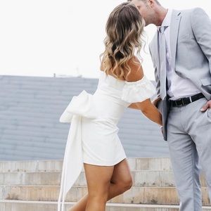 Nadine Merabi Emilee White Bow Dress